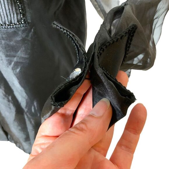 VINTAGE ISHYU black button front blouse size S - Picture 7 of 11